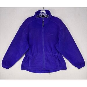 L.L. BEAN‎ VTG Womens XL Purple Fleece Jacket Full Zip Drawstring Waist Pockets
